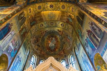 Canvas Print - St. Petersburg, Russia. Interior of Church of Savior on Blood or Cathedral of Resurrection of Christ