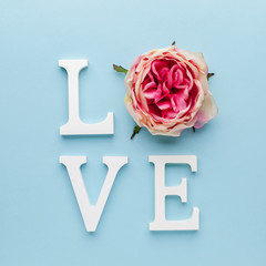 Valentines day concept with love letters on blue background