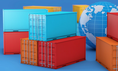 Wall Mural - Stack of containers box, worldwide of  import export business