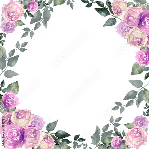 薔薇 背景フレーム 水彩 イラスト Stock Illustration Adobe Stock