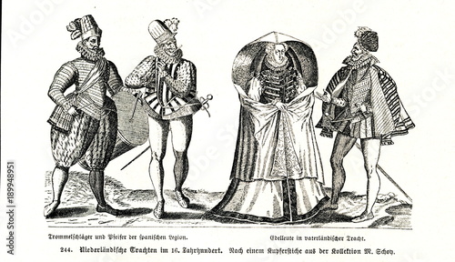 Cuadros en Lienzo Dutch fashions in the 16th century - spanish army musicians (left) and local ari