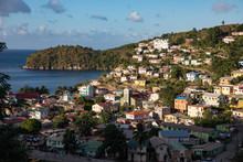 Village Of Canaries On Saint Lucia In The Caribbean