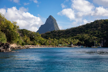 Wall Mural - Sourfriere and the Pitons on Saint Lucia in the Caribbean