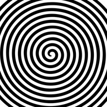 Black White Round Abstract Vortex Hypnotic Spiral Wallpaper