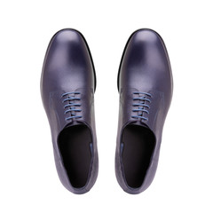 Men's shoes with blue leather laces.