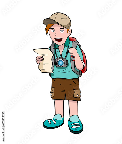Backpacker Traveler A Hand Drawn Vector Cartoon Illustration Of A