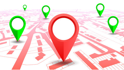 Poster - GPS navigator pointer on city map – vector for stock