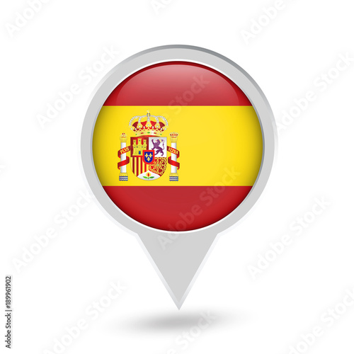 Spain Flag Round Pin Icon Stock Vector Adobe Stock