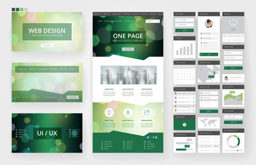 Wall Mural - website design template and interface elements