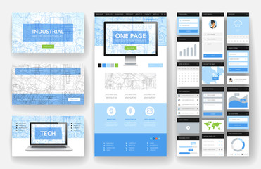 Poster - Website design template and interface elements