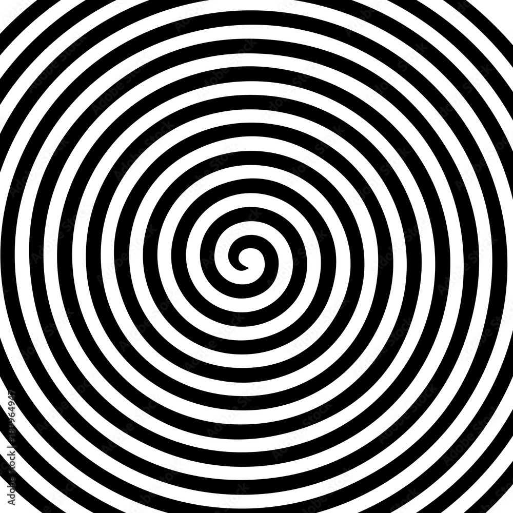 Black white round abstract vortex hypnotic spiral wallpaper - obrazy, fototapety, plakaty 