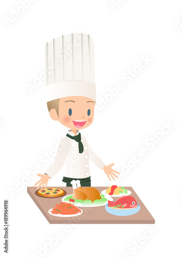 料理を完成させた男性シェフのイラスト画像 Buy This Stock Vector And Explore Similar Vectors At Adobe Stock Adobe Stock