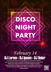 Wall Mural - Night dance party music night poster template. 