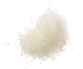 Wall Mural - Heap of granulated sugar isolated on white background. Top view. Flat lay