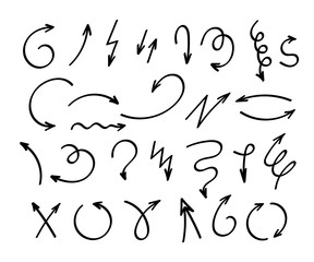 Poster - Doodle vector arrows isolated on white background. Hand drawn set