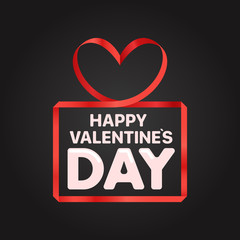 Aufkleber - Valentines Day greeting card. Vector banner with red heart. Happy Valentines Day
