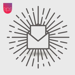 Poster - Open Envelope simple Vector Icon. Vector emblem isolated on grey background. Vector pictogram clipart