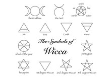 Set Of Witches Runes, Wiccan Divination Symbols. Ancient Occult Symbols, Isolated On White. Vector Illustration.