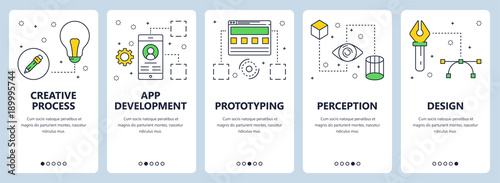Cuadros en Lienzo Vector modern thin line creative process concept web banner set