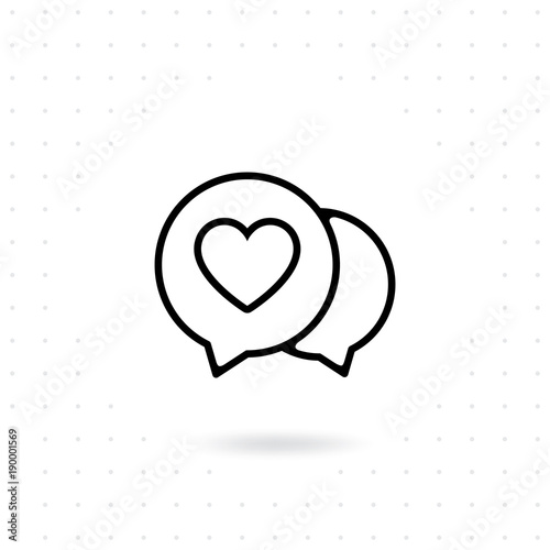 Love Chat Icon Love Messages In Line Style Design Heart Symbol Speech Bubble Dialog Box With Heart Love Icon Dating Chat Icon For App Or Web Online Dating Concept Buy This