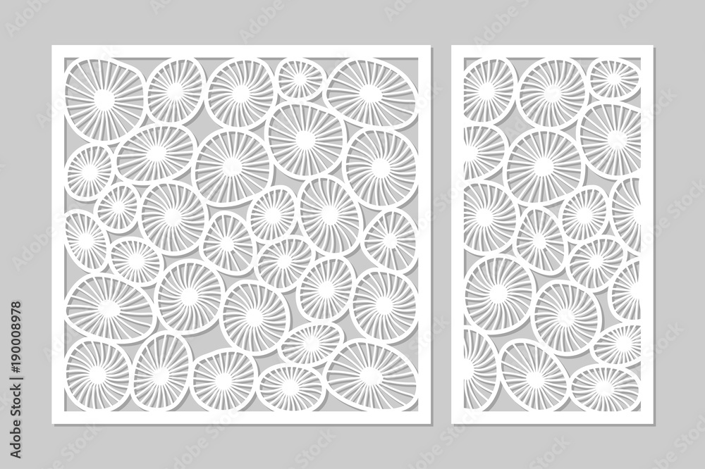 Template for cutting. Round art pattern. Laser cut. Set ratio 1:2, 1:1 ...