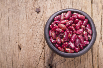 Wall Mural - red bean in bowl on wooden table