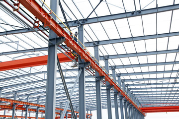 In the construction site, steel structure is under construction