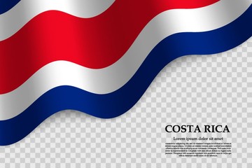 waving flag of  Costa Rica on transparent background. Template for independence day. vector illustration