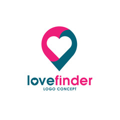 love pin logo, love finder logo, Love placeholder with heart icon vector,Romantic date location symbol, logo illustration.