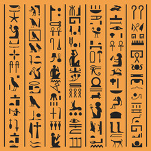 Egyptian Hieroglyphs Or Ancient Egypt Letters Vector Background