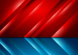 Contrast red and blue glowing stripes technology background