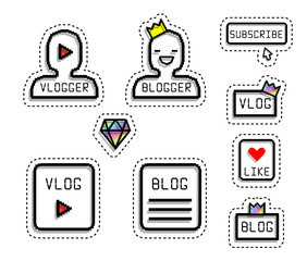 Fototapete - Sticker style pixel art