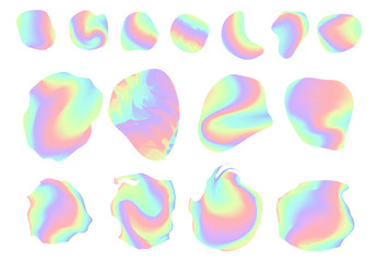 Wall Mural - set isolated elements of holographic chameleon design palette of shimmering colors. modern abstract 