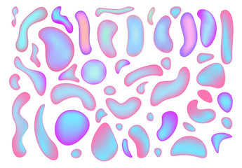 Wall Mural - set isolated elements of holographic chameleon design palette of shimmering colors. modern abstract 