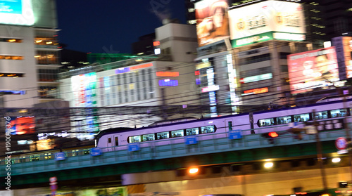 夜の都会を走る電車 Stock Photo Adobe Stock