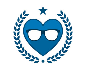 Wall Mural - blue heart eye glasses optics image vector icon logo