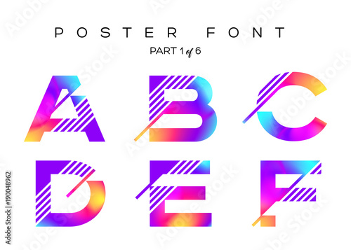 Vector Colorful Typeset Blue Pink Purple Neon Colors