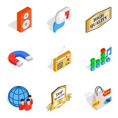 Poster - High fidelity icons set, isometric style
