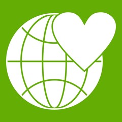 Poster - Earth world globe with heart icon green