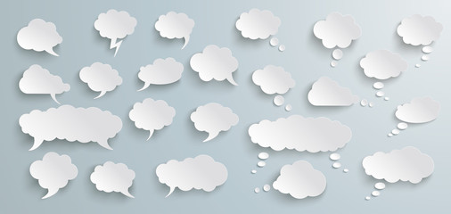 Wall Mural - speech and thought bubbles set grey banner
