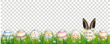 Frohe Ostern Banner Mit Ostereiern Und Hasenohren