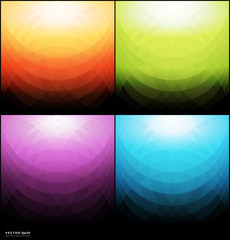 Wall Mural - Abstract vector geometric backgrounds set of 4. Geometric banners in bright colors. Use for wallpaper, banner, template or brochure cover design. Vector illustration. Eps10.