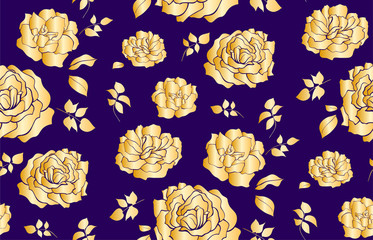  Vector seamless pattern with garden roses flowers hand drawn. Floral design illustration for cosmetics, greeting card , wedding invitation, fabric or wrapping paper.