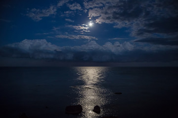 night sky with full moon , beautiful clouds.