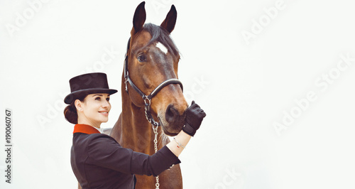 Fotomural Rider elegant woman talking to her horse