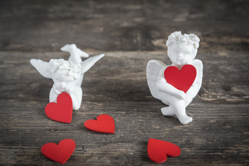 angels with hearts icons of love and valentine's day