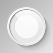 Realistic empty round white frame with passepartout on gray background, border for your creative project, under the glass, mock-up sample, vector design object
