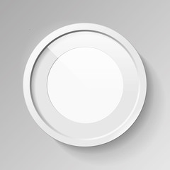 Poster - Realistic empty round white frame with passepartout on gray background, border for your creative project, under the glass, mock-up sample, vector design object
