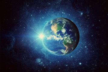 Wall Mural - earth, sun and galaxy. elements of this image furnished by nasa