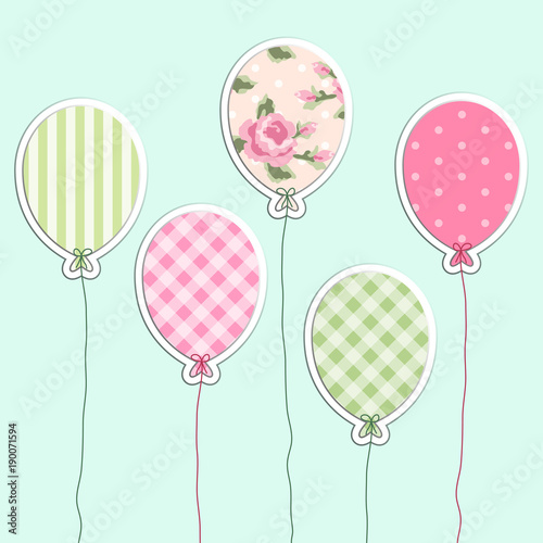 Foto Rollo Basic - Cute retro party balloons as applique from scrap booking paper (von C Design Studio)